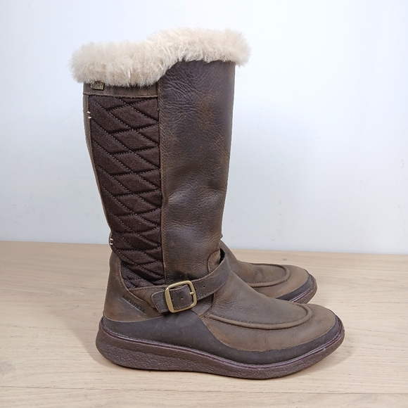 Merrell Boots Women 7.5 Brown Leather Tall Faux Fur Warm Winter Insulated 1293 - Picture 6 of 14